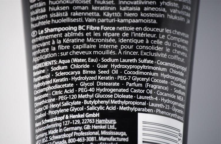list of ingredients in shampoo